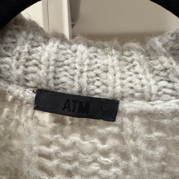 ATM Anthony Thomas Melillo Boucle Gray Cable-Knit Cardigan - Picture 4 of 4